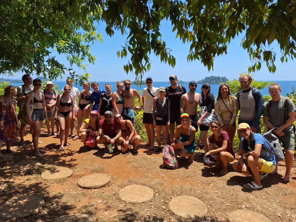 Tour group at the Coiba viewpoint, Panama