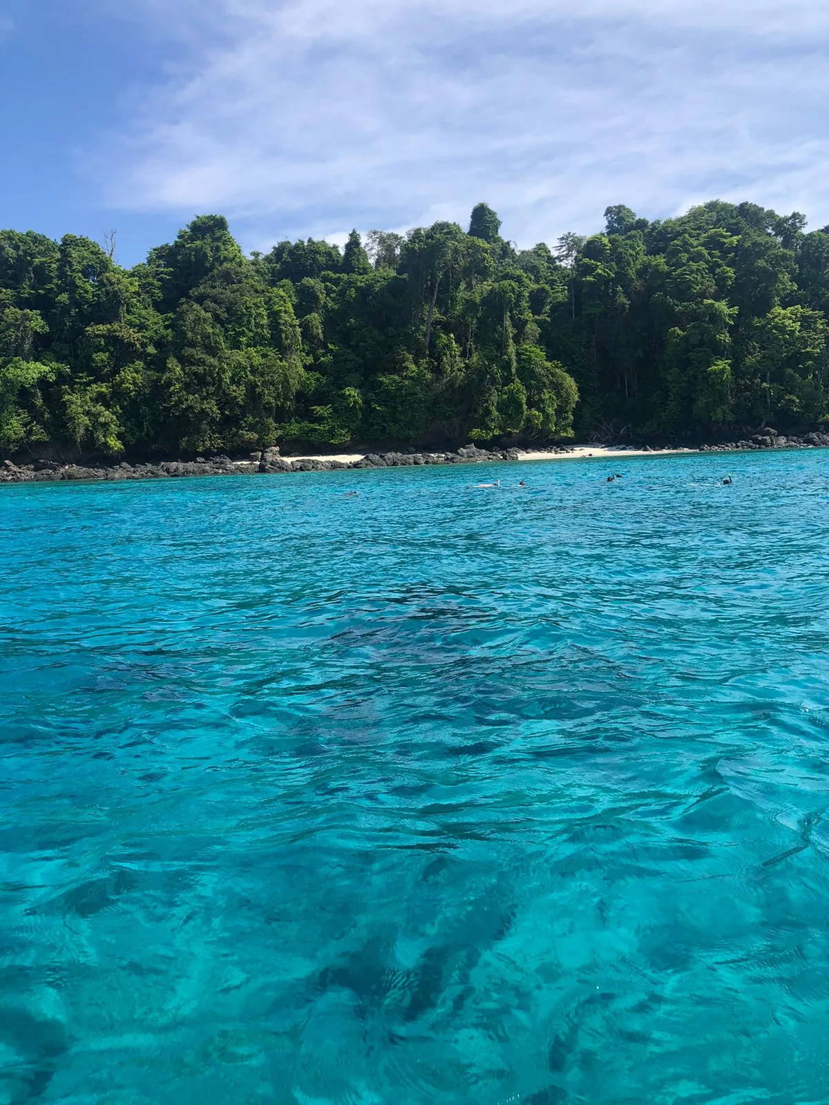 Turquoise water and white sand beach at Coiba Island, Pacific Panama
